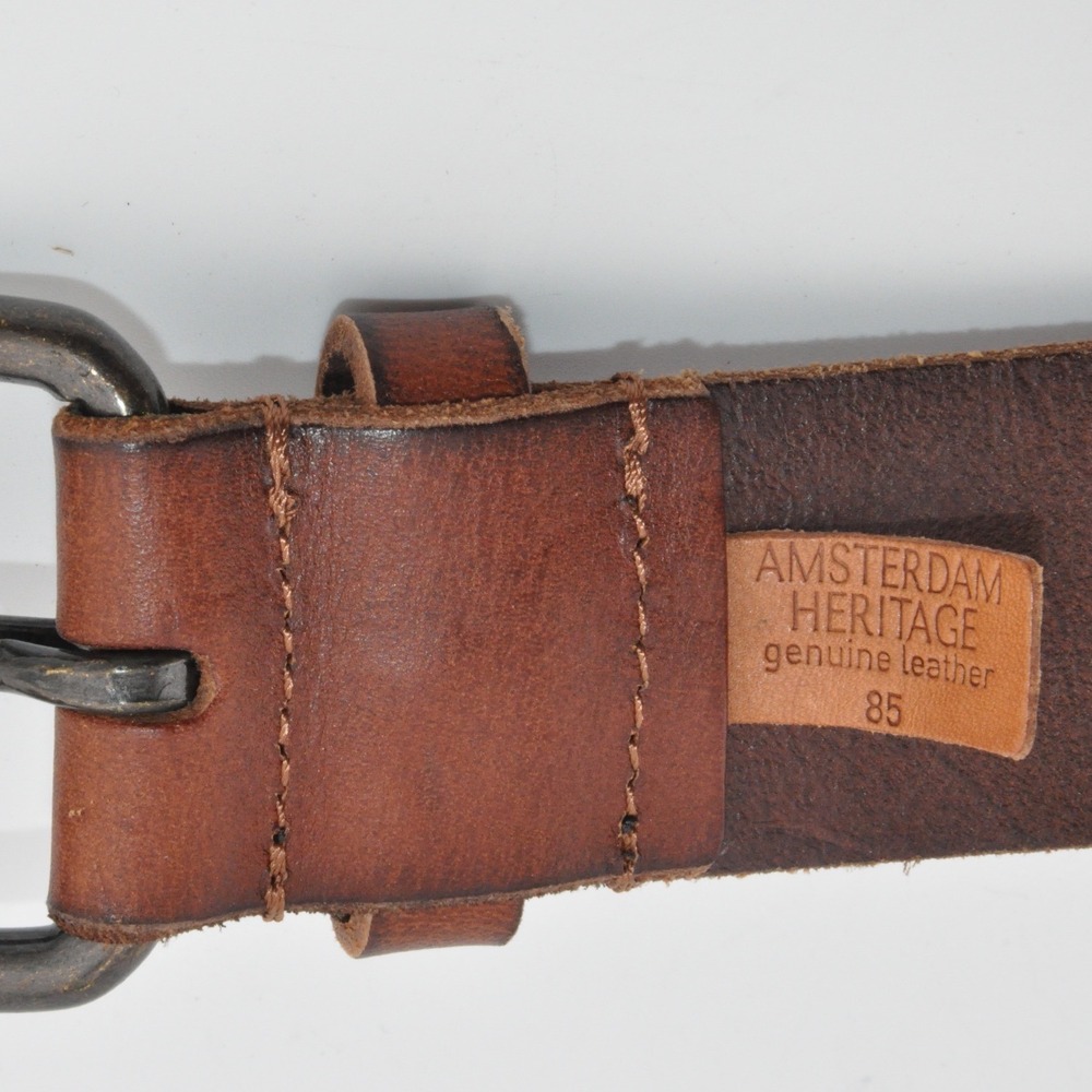 Amsterdam Heritage Studded Leather Belt 85 Brown Excellent Multi-Tone Studs - Picture 3 of 5